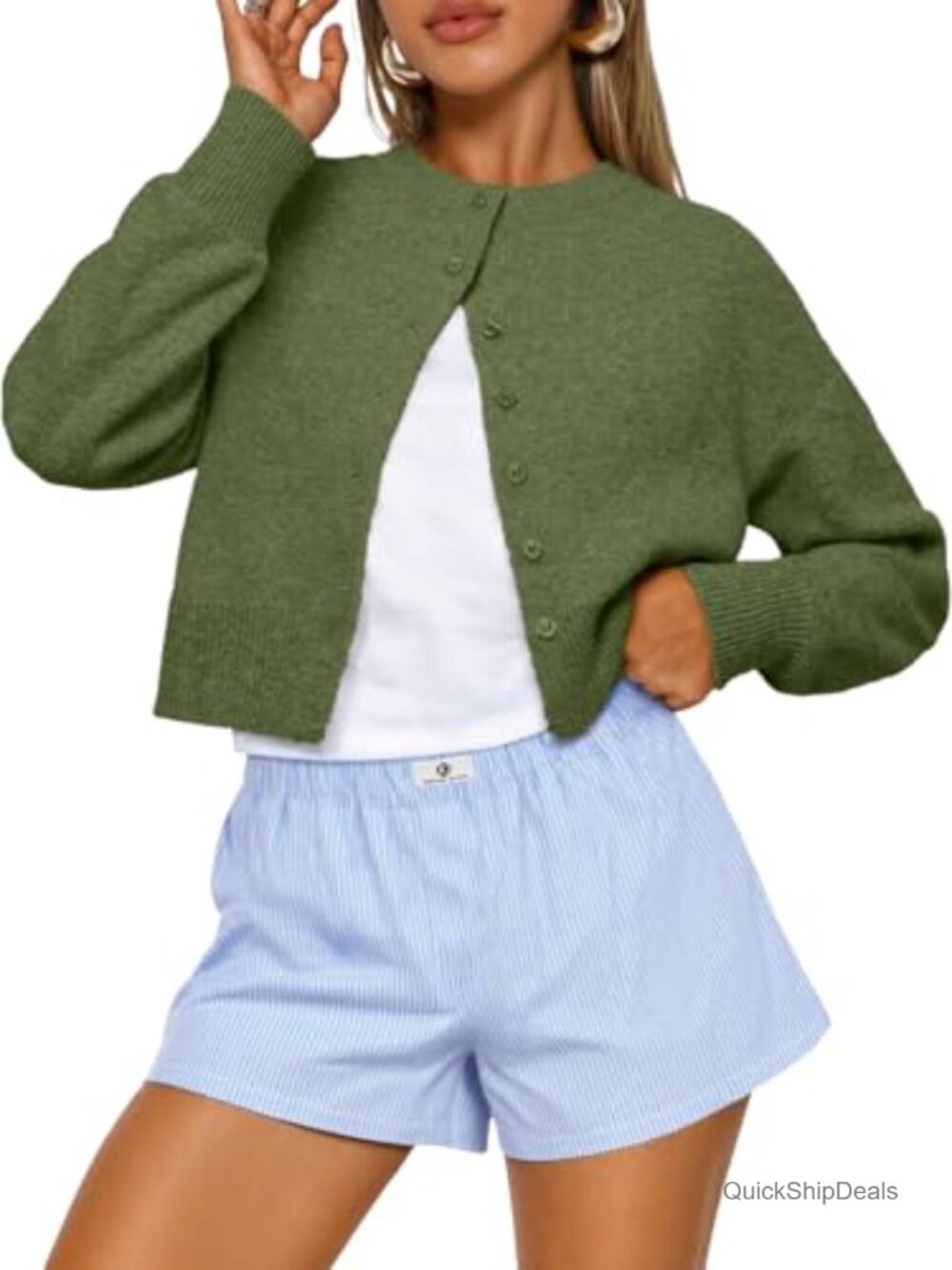 Cropped Cardigan Sweater Women's Lightweight Knit Layer